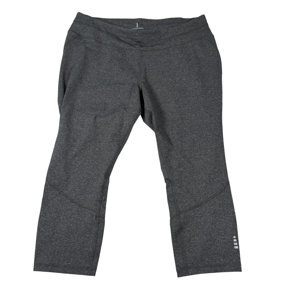 Lands End Pants Womens XL 18 Gray Cropped Capri Leggings Activewear Stretch